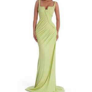 Strapless Lime Green Evening Dress